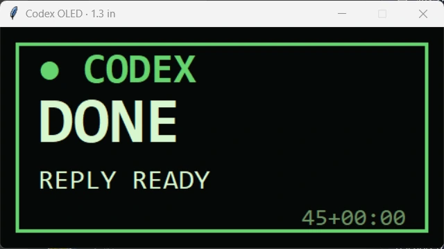 Codex OLED 显示屏上的 Done 状态